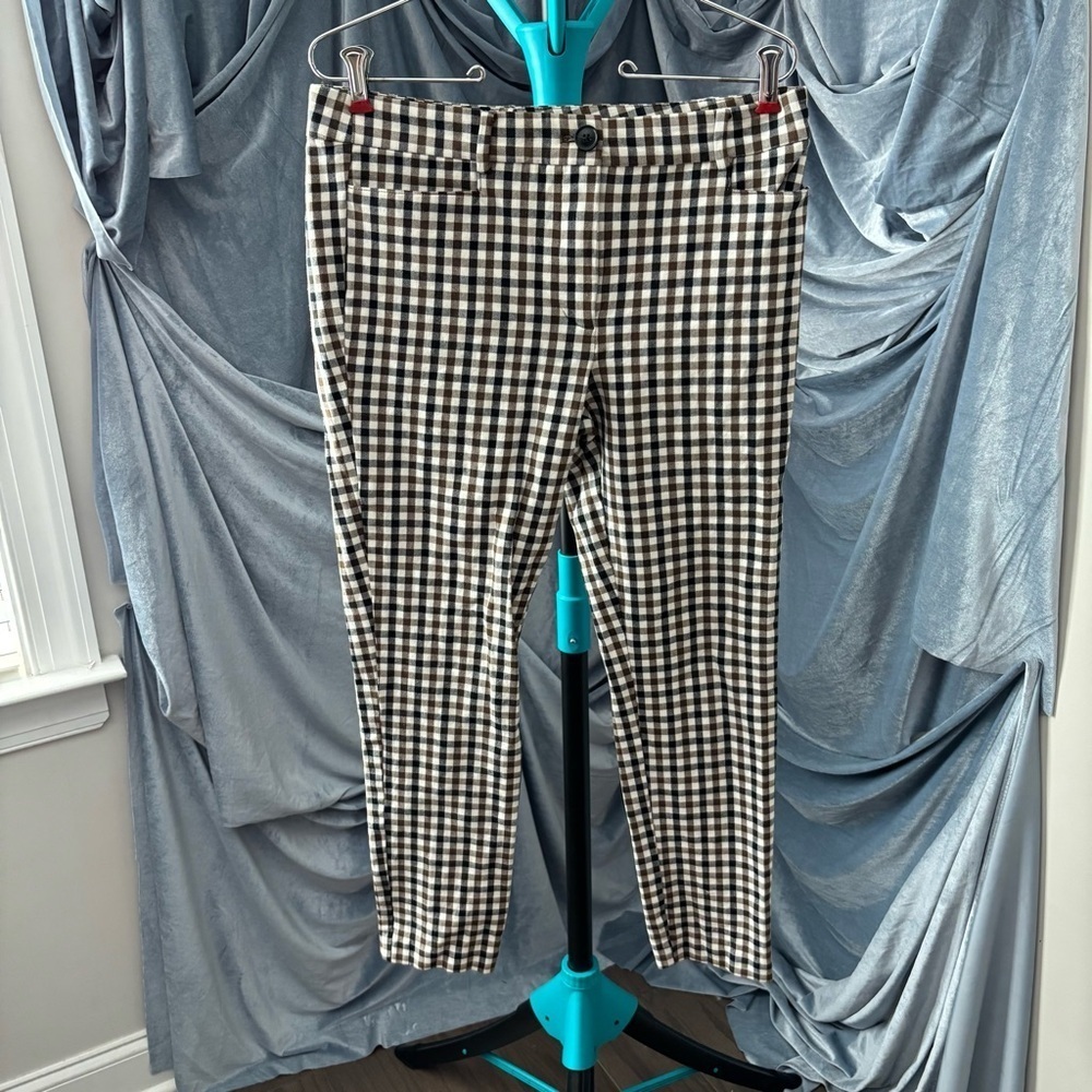 LOFT Black and White Checkered Skinny Pants